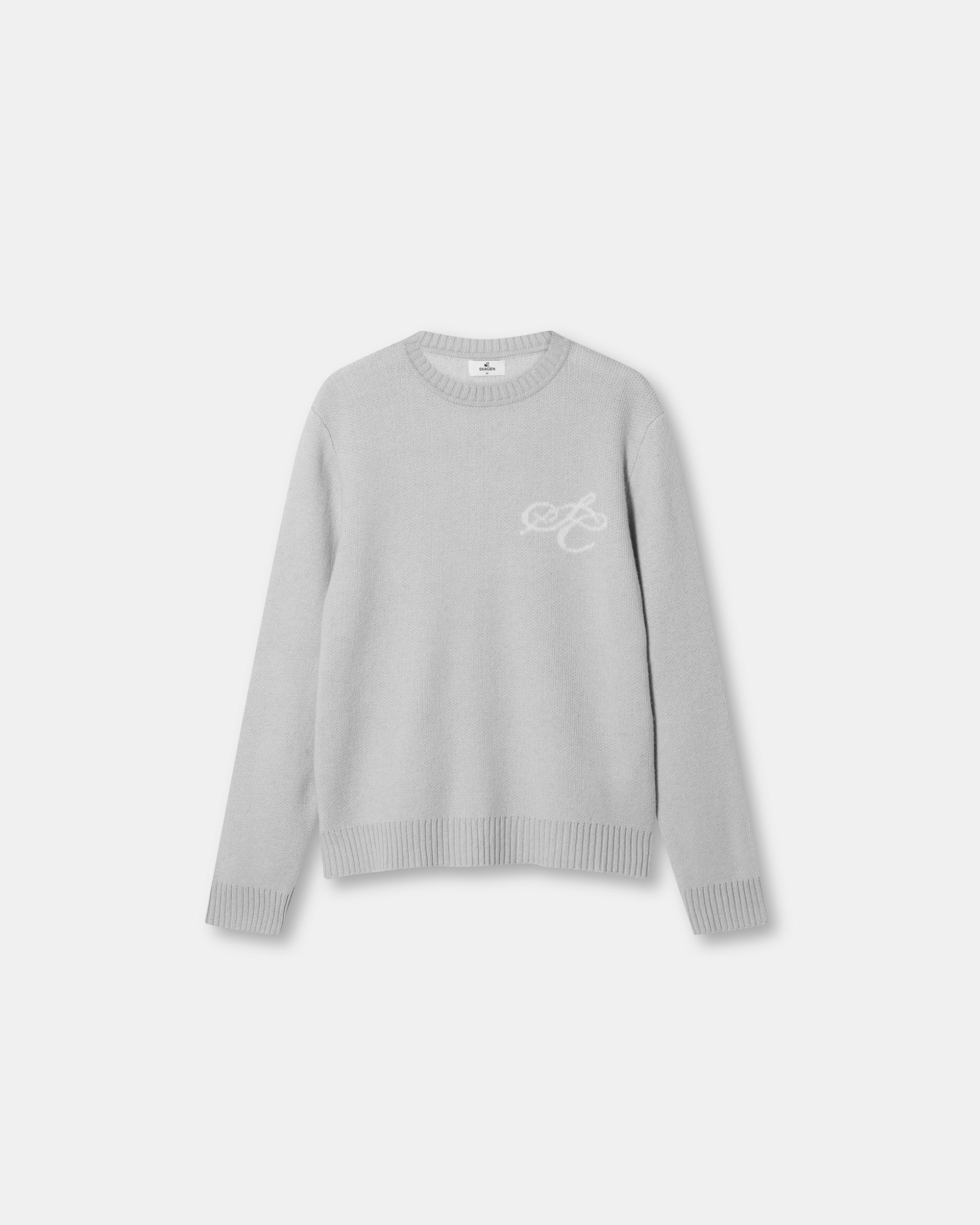 Jacquard Knitted Wool Sweater light grey